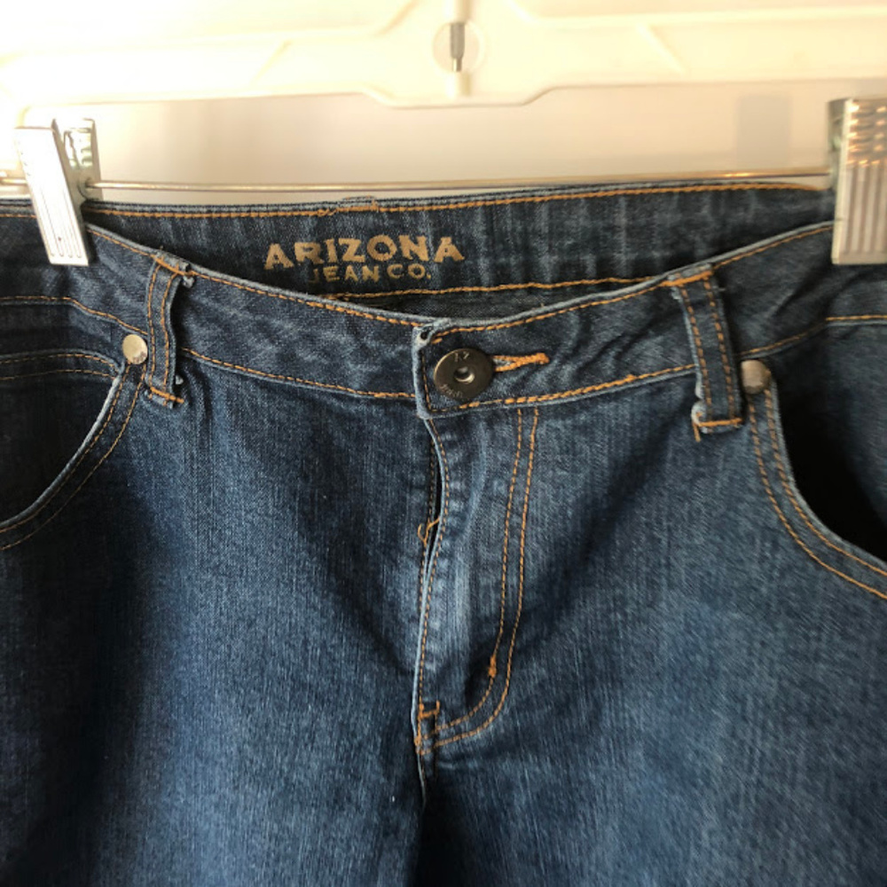 🔥Arizona Women's Sz 33 Plus Pants Denim Dark Blue - Picture 3 of 4